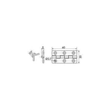 Charnière plastique, axe inox 15X60mm