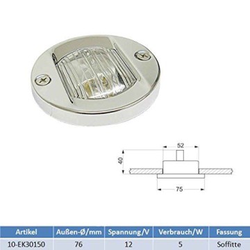 Edelstahl Heckleuchte 12Volt - 5 Watt für Außenmontage