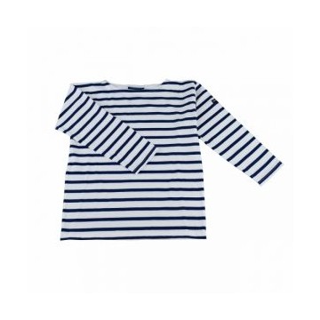 Streifenshirt Saint James Minquiers Kinder, Schnee/Marineblau