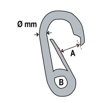 Asymmetrische Karabiner aus rostfreiem Stahl 80mm Ø8