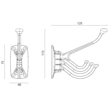 4-fach Haken, aus Messing