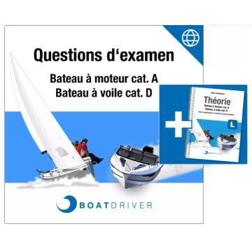 Permis bateau en Suisse: cours en ligne et questions d\'examen + Livre de théorie BoatDriver en Français