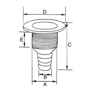 Thru-hull fittings with flush flange