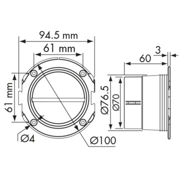 Manchon raidisseur droit 3 pour grille d\'aération