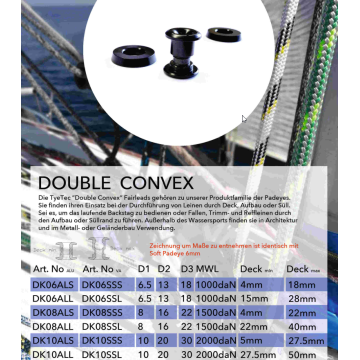 TyeTec \"Double Convex\" fairleads 8 mm