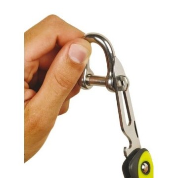 Couteau Offshore Wichard - Lame crantée + démanilleur / épissoir- Fluo