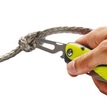 Couteau Offshore Wichard - Lame crantée + démanilleur / épissoir- Fluo