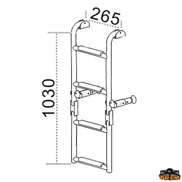 Echellle inox pliante Ø25mm 103cm 4 marches