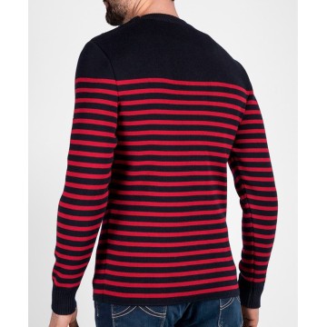 Pull marin cintré Saint James pour homme, Rochefort R, Navy/Medoc