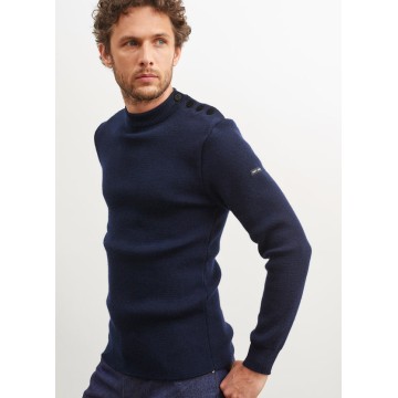 Pull marin Saint James Matelot cintré, uni bleu marine