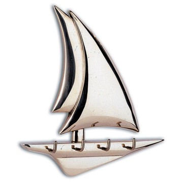 Wand-Schlüsselanhänger Yacht, aus Messing