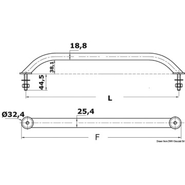 Main courante ovalisée inox 407 mm