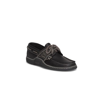 Chaussures bateau en cuir TBS Globek, Noir Dauphin