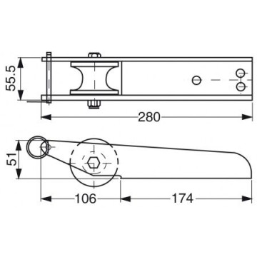 Bugrollenbeschlag Edelstahl 280mm