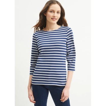 Streifenshirt Saint James Galathée für Damen, Marineblau/Schnee