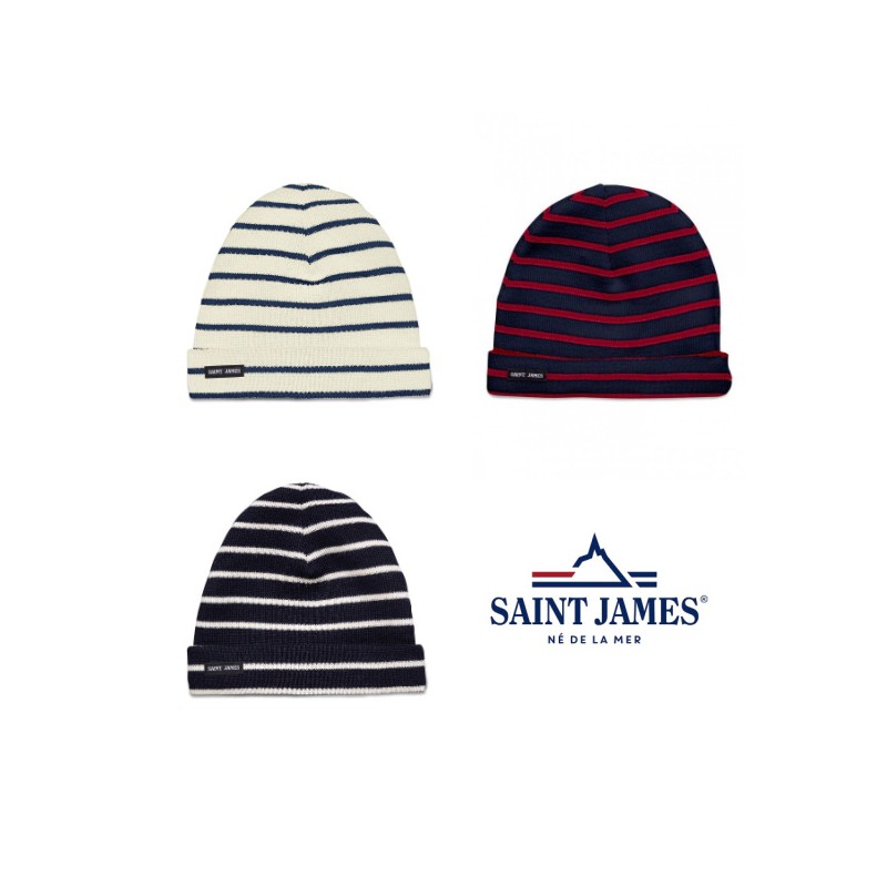 Bonnet Saint-James en laine et acrylique Cartier Navy/Tulipe, TU