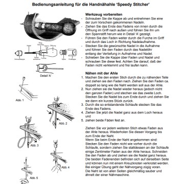 Handnähahle mit Holzgriff (incl. 1 Spule Garn)