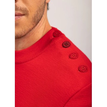 Pull marin Saint James Dinan, uni rouge