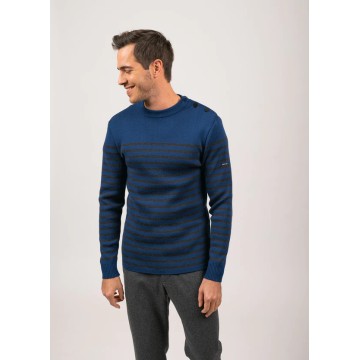 Pull marin cintré Saint James pour homme, Rochefort Rayé, Encre/Anthracite