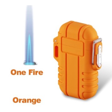 Briquet tempête puissant au gaz butane étanche orange