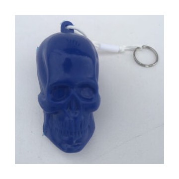 Porte-clés flottant tête de mort Skull bleu