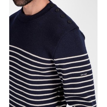 Pull marin en laine Saint-James pour homme, Binic, Marine/Ecru