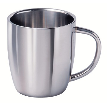 Tasse en métal poli brillant, double paroi