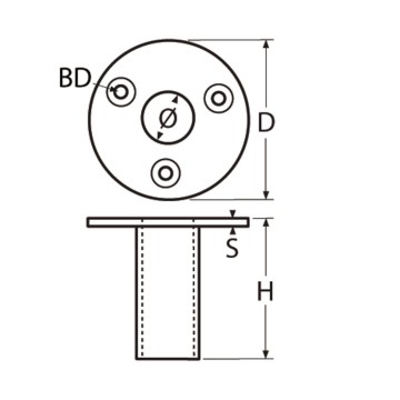 Embase de hampe inox Ø22 mm