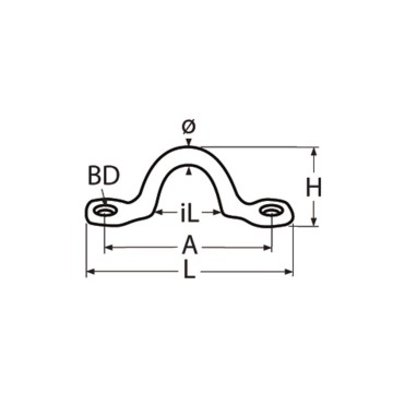 Pontet inox 50x18mm Ø5mm