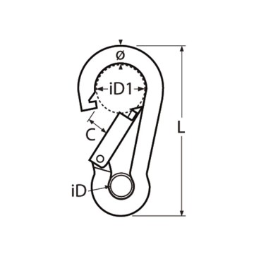 Mousqueton pompier inox à oeil 120mm Ø11 BL1000kg