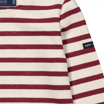 Saint James Unisex Langarm Shirt Meridien - Streifenshirt, Ecru/Persan