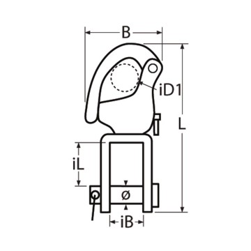 SB-Karte mit Wichard-Schnappschäkel with swivel fork 70mm