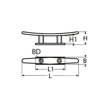 Klampe, flach, mit 2 Bohrungen, A4, 100mm