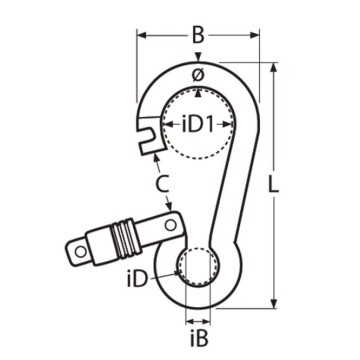 Karabinerhaken mit Springverschluss Ø8 BL990kg