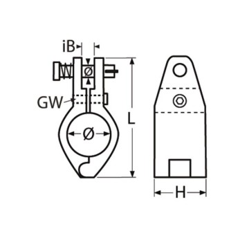 Fixation à la main courante inox Ø22mm avec goupille