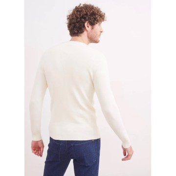 Pull marin cintré Saint James pour homme, Rochefort uni écume