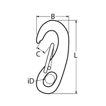 Mousqueton à oeil inox 50x24mm