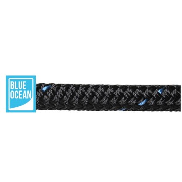 Corde d\'amarrage en polyester tressé noir, vendu au mètre