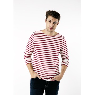 Saint James Unisex Langarm Shirt Meridien - Streifenshirt, Ecru/Persan