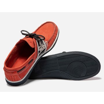 Chaussures bateau en cuir TBS Globek, Orange Navy