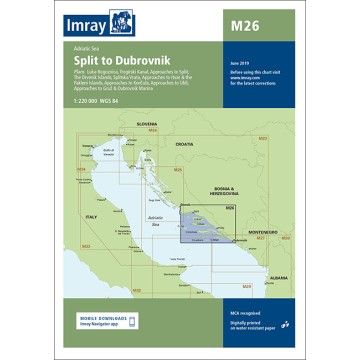 Carte Imray M26 Croatie , de Split à Dubrovnik
