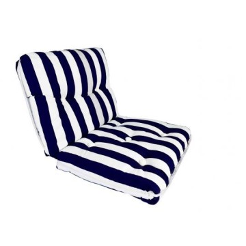 Coussin en Kapok double, 80x45x9cm, bleu/blanc rayé