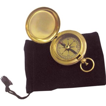 Boussole de poche en laiton avec étui - Ø 4,5 cm
