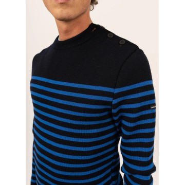 Saint James Seemanspullover Herren, Rochefort R, Navy/Gitane