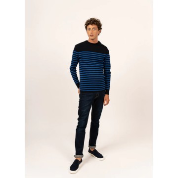 Saint James Seemanspullover Herren, Rochefort R, Navy/Gitane