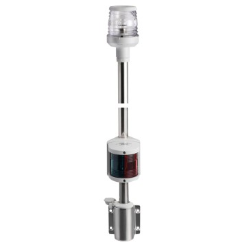 Feu de mouillage combiné avec hampe extractible inox, feu blanc et feu bicolore