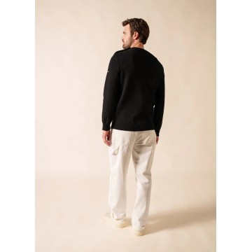 Pull marin en laine Saint James pour Homme, Cancale, Noir