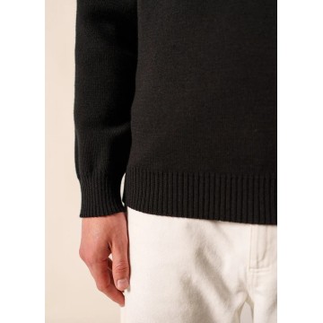 Pull marin en laine Saint James pour Homme, Cancale, Noir