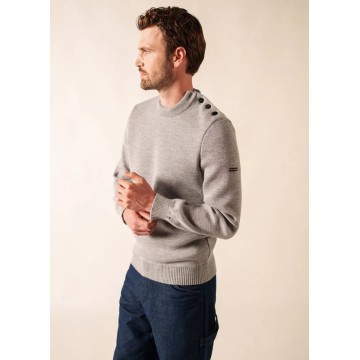 Pull marin en laine Saint James pour Homme, Cancale, Gris