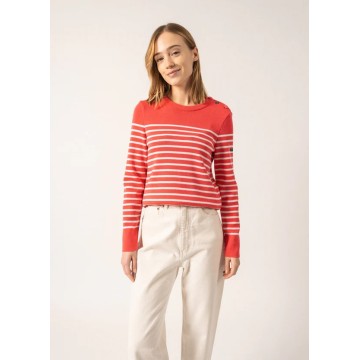 Pull marin pure laine rayé Brégançon, Saint James, Doly/Blanc | Taille 42